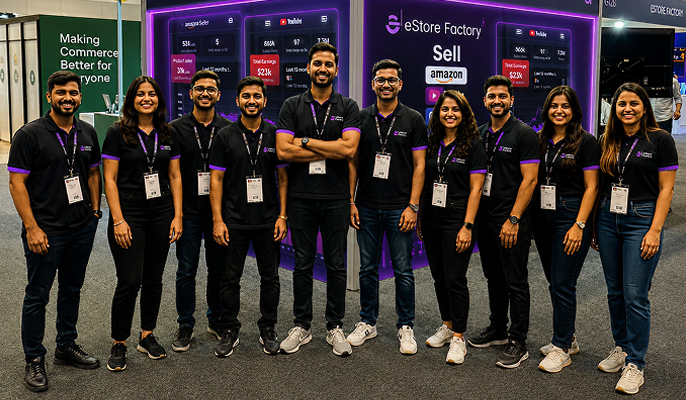 Launch My Store team at eStore Factory trade show booth